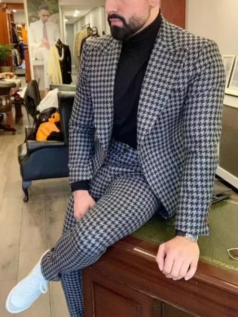Houndstooth Vintage Men's Suit - Men Formal Wear For Wedding review and price