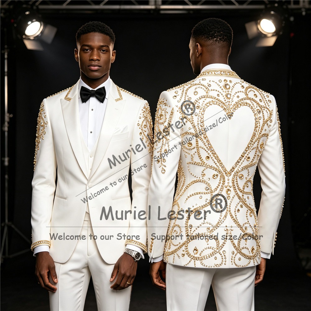 3 Piece Sets Gold Diamond Bead - Men'S Formal Wear Attire review and price