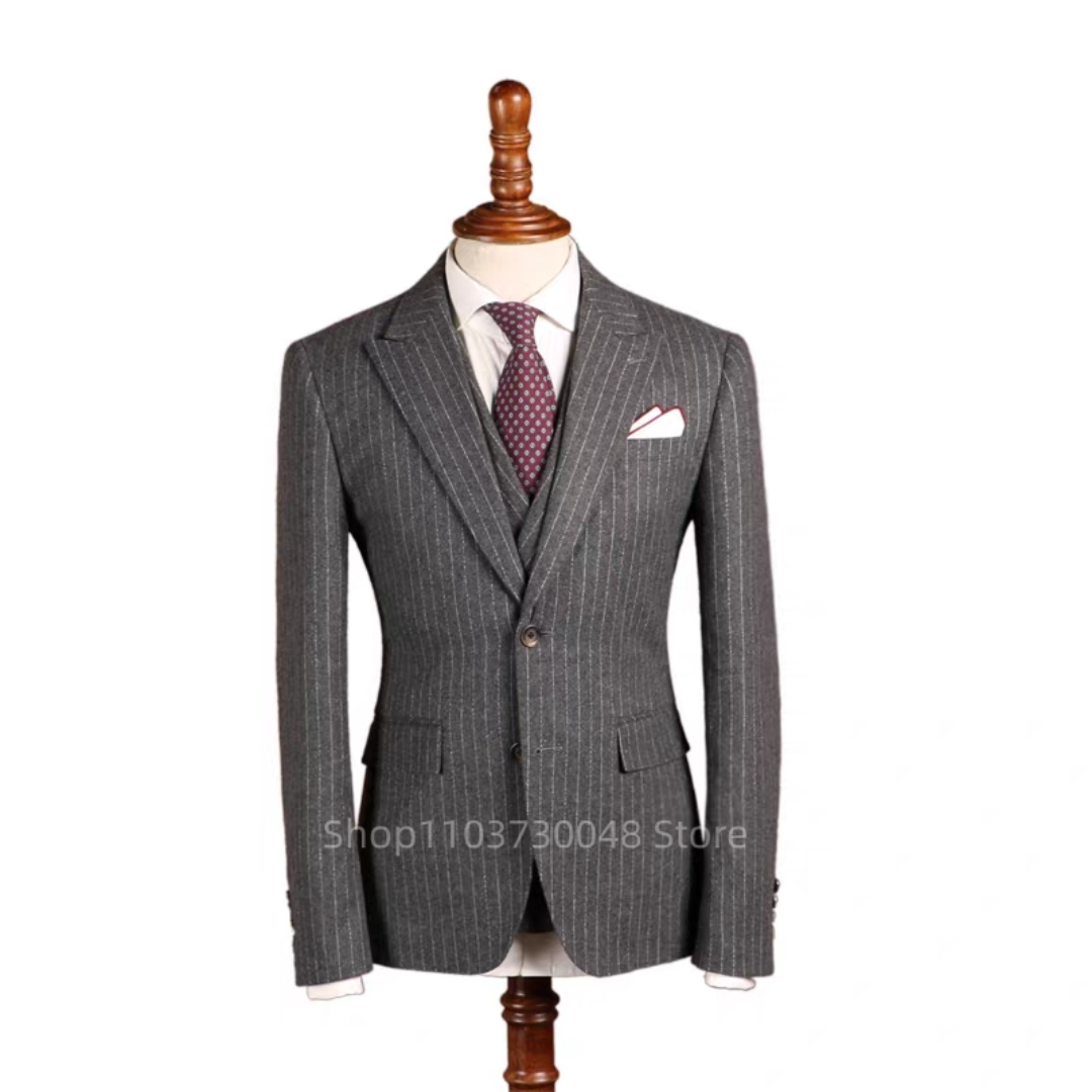 New Grey Striped Men Suit Form - Men Formal Wear Vest review and price