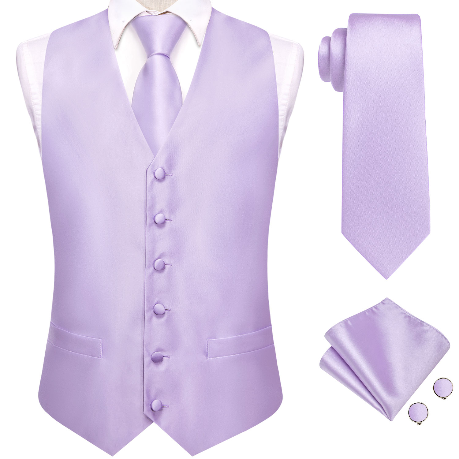 Hi-Tie Solid Voilet Lilac Mens - Men Formal Wear Vest review and price