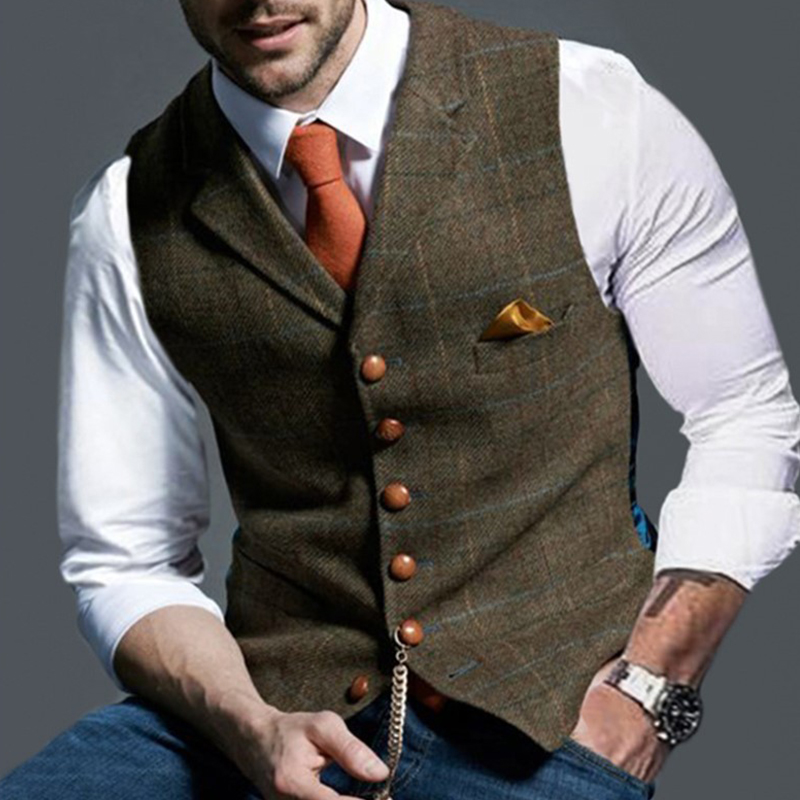 Fashion Men's Vests Lapel Twee - Men Formal Wear Vest review and price