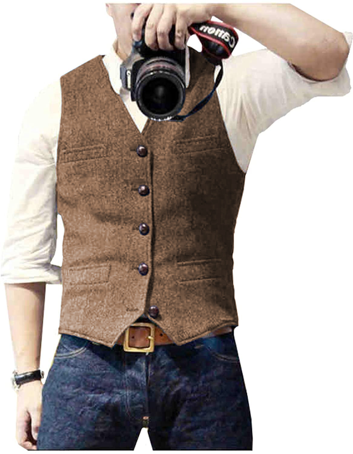 Men's Suit Vest V Neck Wool He - Men Formal Wear Vest review and price