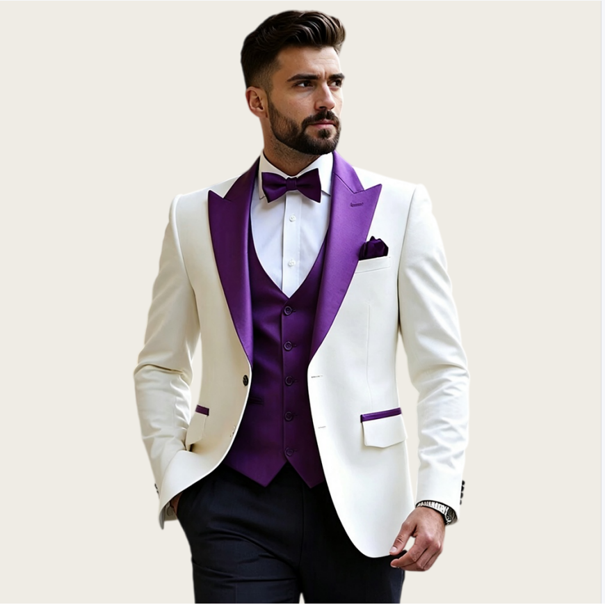 White Men‘s Suits 3 Pieces Sli - Men Formal Wear For Wedding review and price