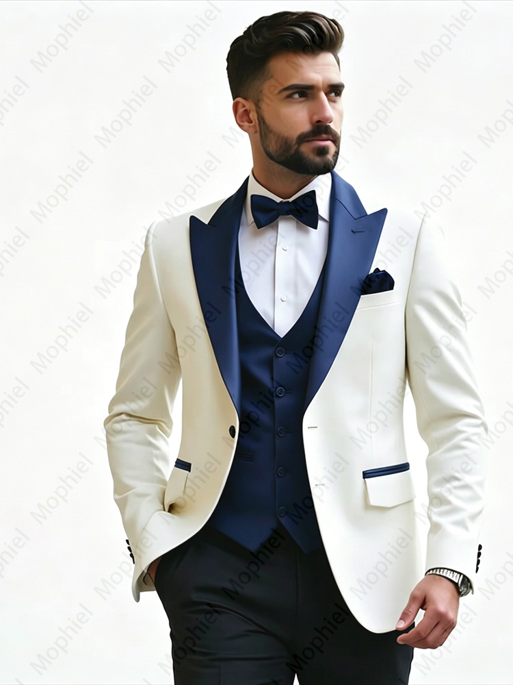 White Men‘s Suits 3 Pieces Sli - Men Formal Wear For Wedding review and price