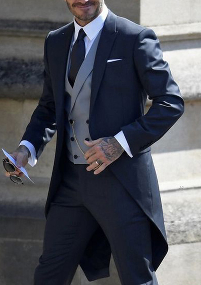 Navy Men Tuxedos Tailcoat Form - Men Formal Wear Vest review and price